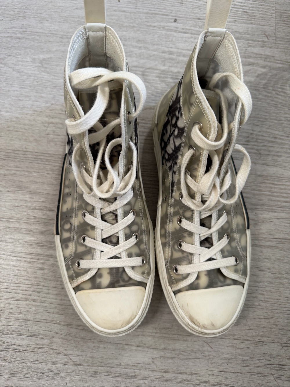 Dior High-Top Sneaker in White and Black Oblique Pattern